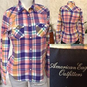 Vintage American Eagle snap down flannel